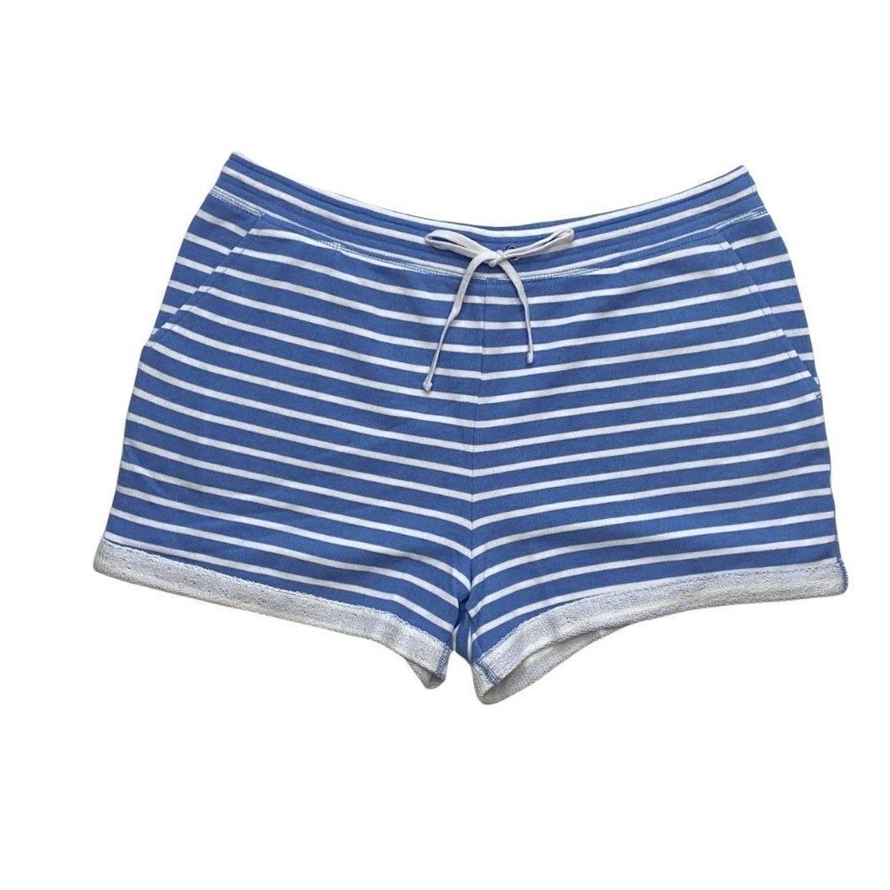 Style & Co Track Active Shorts XL Blue White Striped Women's Drawstring Pockets